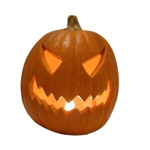1993 Trendmasters Pumpkin Blow Mold Halloween Scary Spooky Evil Teeth Face Light
